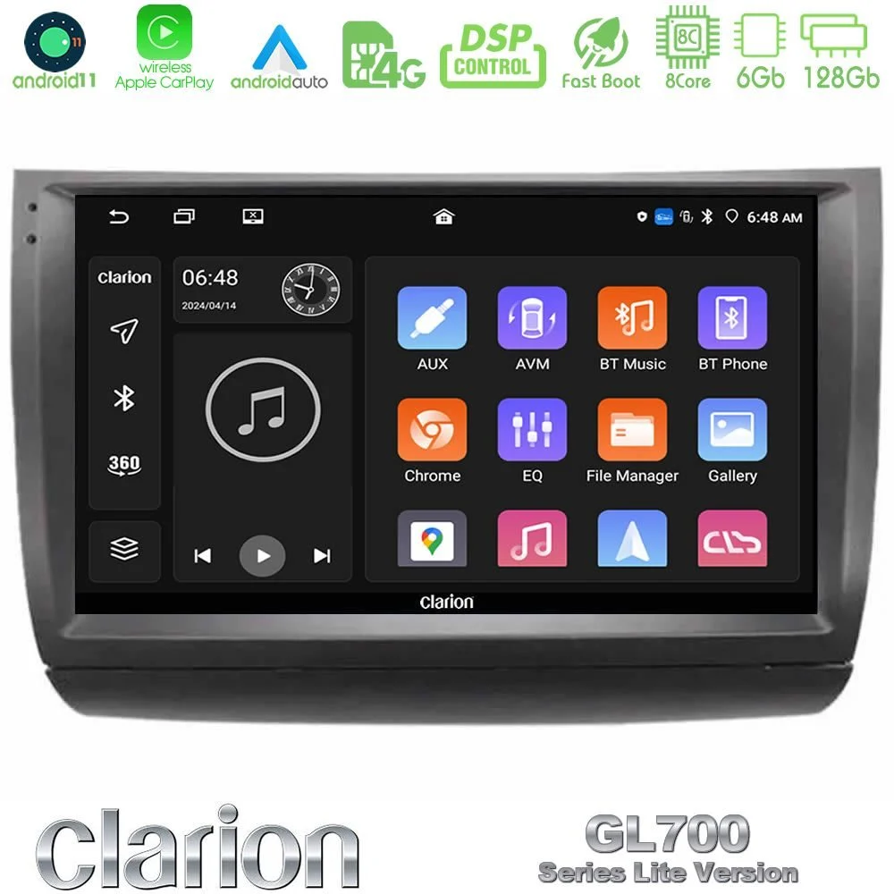 Clarion GL700 Lite Series 8Core Android11 6+128GB Toyota Prius 2004-2009 Navigation Multimedia Tablet 9" Με Carplay & Android Auto