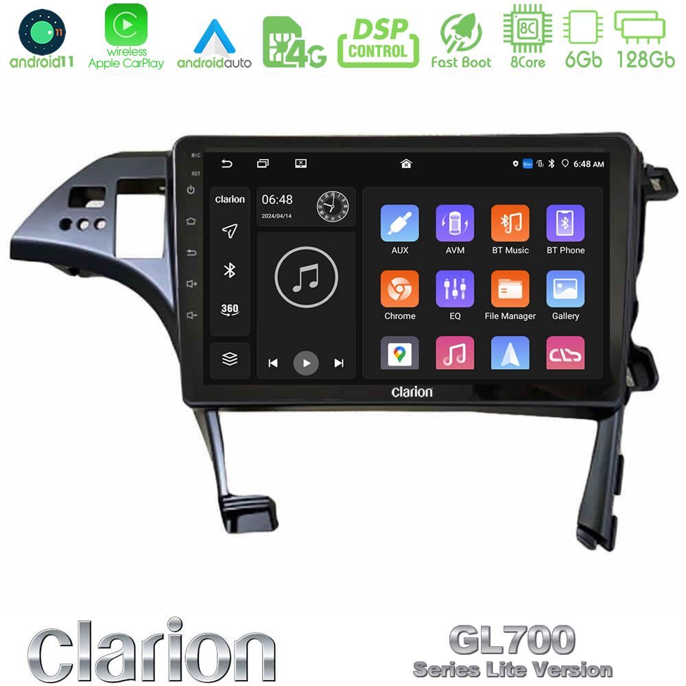 Clarion GL700 Lite Series 8Core Android11 6+128GB Toyota Prius 2010-2015 Navigation Multimedia Tablet 10" Με Carplay & Android Auto