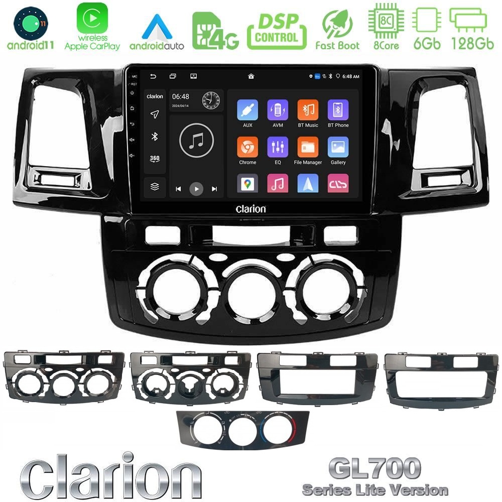 Clarion GL700 Lite Series 8Core Android11 6+128GB Toyota Hilux 2007-2016 Navigation Multimedia Tablet 9" Με Carplay & Android Auto
