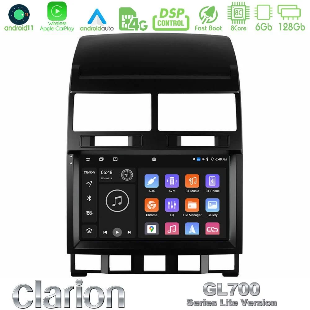Clarion GL700 Lite Series 8Core Android11 6+128GB VW Touareg 2002 – 2010 Navigation Multimedia Tablet 9" Με Carplay & Android Auto