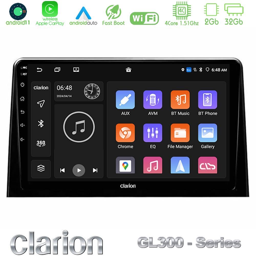 Clarion GL300 Series 4Core Android11 2+32GB Peugeot Partner / Citroen Berlingo 2020-> Navigation Multimedia Tablet 10" Με Carplay & Android Auto