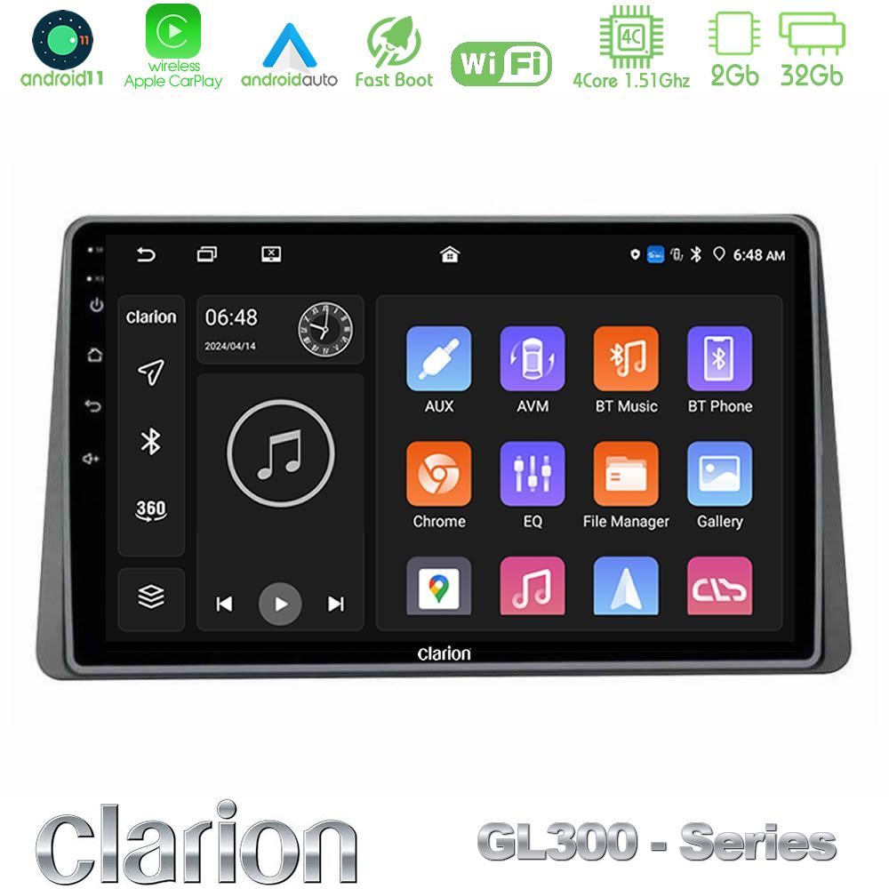 Clarion GL300 Series Renault Arkana 2019-> 4Core Android11 2+32GB Navigation Multimedia Tablet 10" Με Carplay & Android Auto