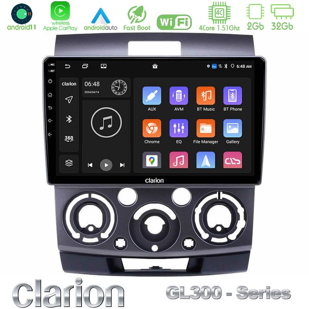 Clarion GL300 Series 4Core Android11 2+32GB Ford Ranger/Mazda BT50 Navigation Multimedia Tablet 9" Με Carplay & Android Auto