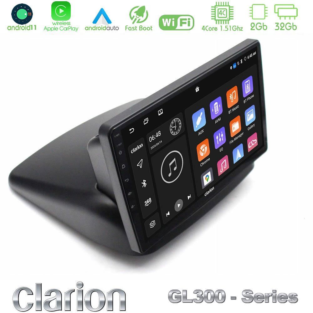 Clarion GL300 Series 4Core Android11 2+32GB Fiat Doblo 2002-2009 Navigation Multimedia Tablet 10" Με Carplay & Android Auto