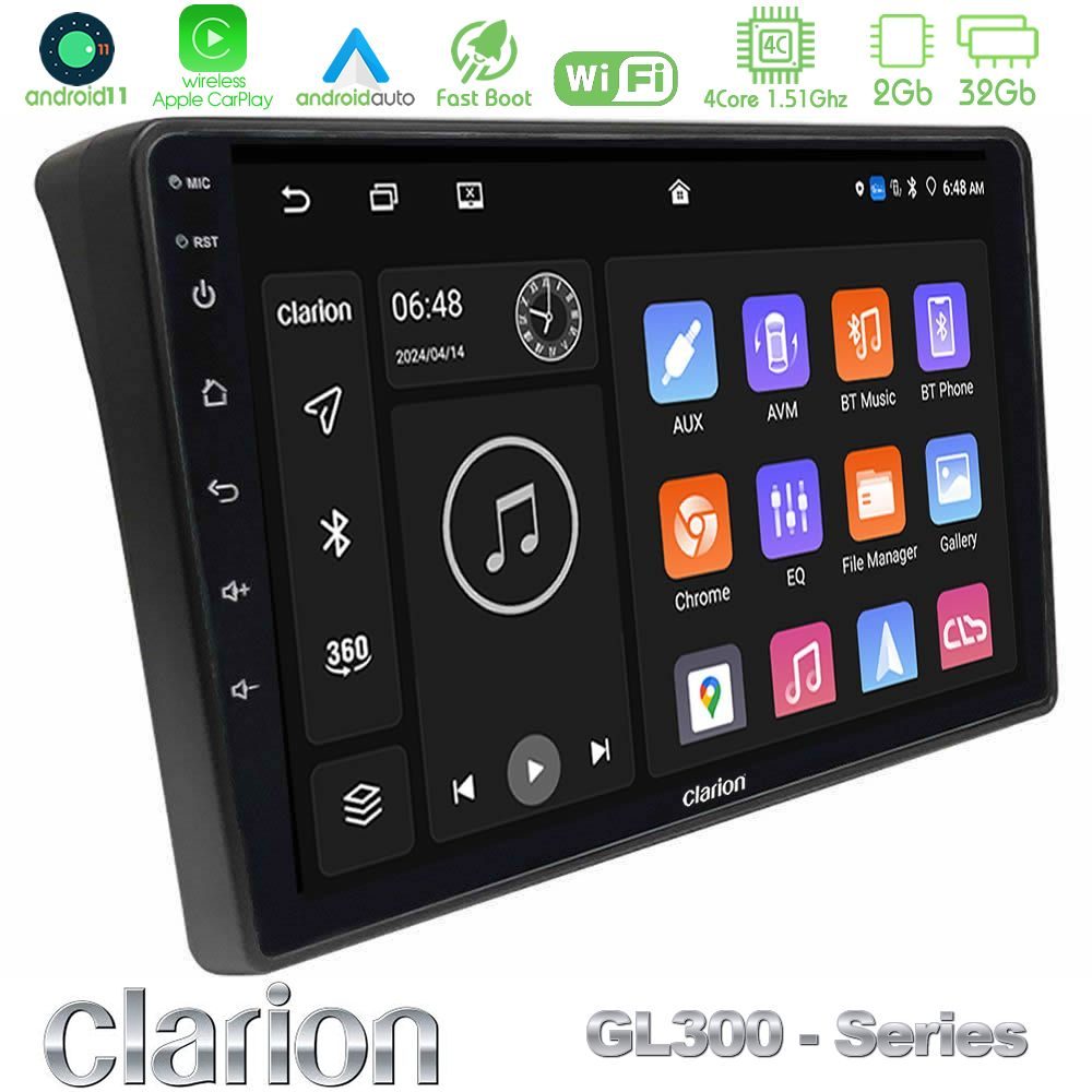 Clarion GL300 Series 4Core Android11 2+32GB Fiat Ducato/Citroen Jumper/Peugeot Boxer Navigation Multimedia Tablet 9" Με Carplay & Android Auto