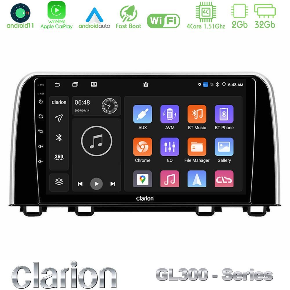 Clarion GL300 Series 4Core Android11 2+32GB Honda CR-V 2019-> Navigation Multimedia Tablet 10" Με Carplay & Android Auto