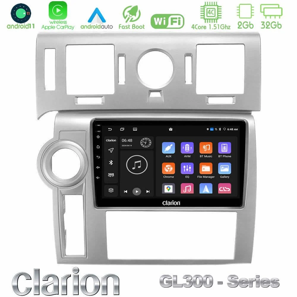 Clarion GL300 Series 4Core Android11 2+32GB Hummer H2 2008-2009 Navigation Multimedia Tablet 9" Με Carplay & Android Auto
