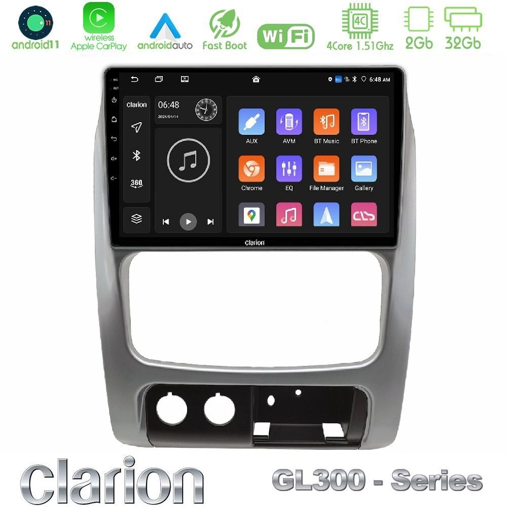 Clarion GL300 Series 4Core Android11 2+32GB Jeep Cherokee (KJ) 2002-2007 Navigation Multimedia Tablet 9" Με Carplay & Android Auto