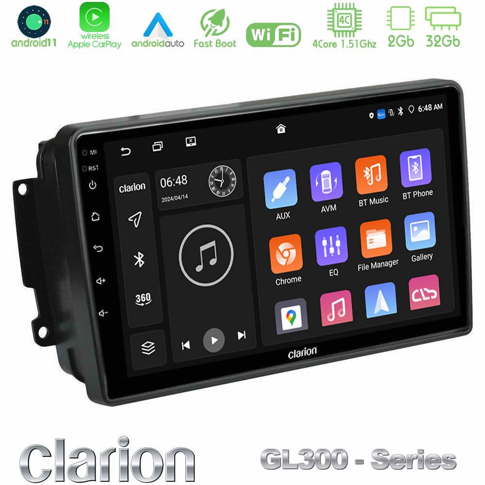 Clarion GL300 Series 4Core Android11 2+32GB Mercedes C/CLK/G Class (W203/W209) Navigation Multimedia Tablet 9" Με Carplay & Android Auto