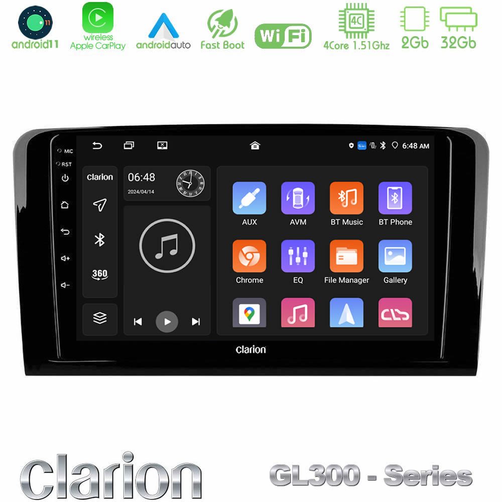 Clarion GL300 Series 4Core Android11 2+32GB Mercedes ML/GL Class Navigation Multimedia Tablet 9" Με Carplay & Android Auto