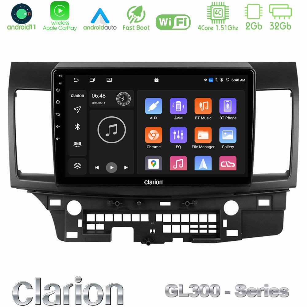 Clarion GL300 Series 4Core Android11 2+32GB Mitsubishi Lancer 2008 – 2015 Navigation Multimedia Tablet 10" Με Carplay & Android Auto