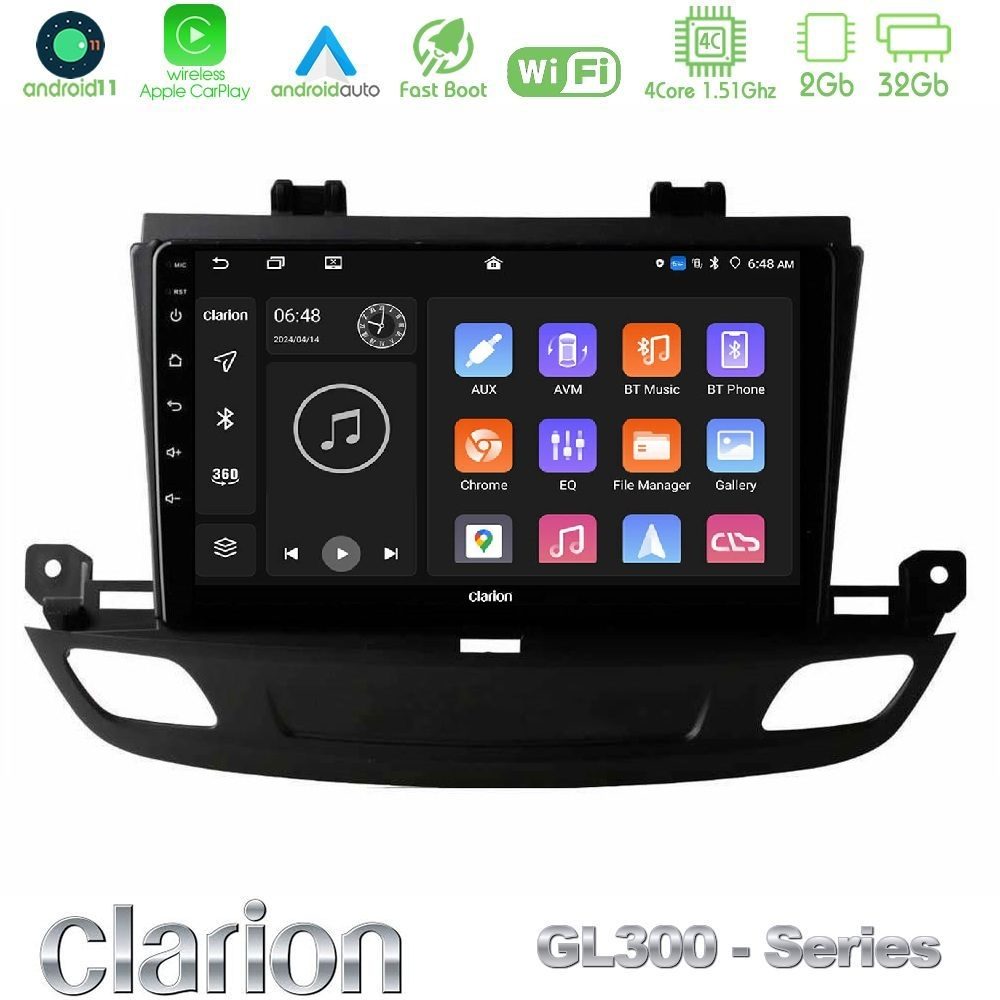 Clarion GL300 Series 4Core Android11 2+32GB Opel Insignia 2 2017-2020 Navigation Multimedia Tablet 9" Με Carplay & Android Auto