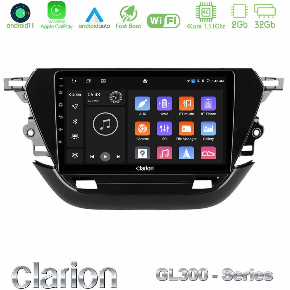 Clarion GL300 Series 4Core Android11 2+32GB Opel Corsa F 2019-2023 Navigation Multimedia Tablet 9" Με Carplay & Android Auto