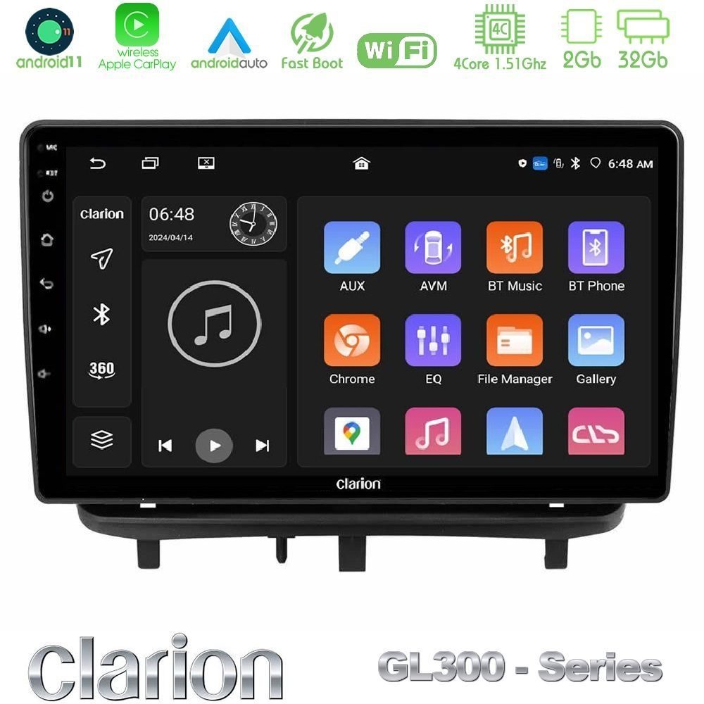 Clarion GL300 Series 4Core Android11 2+32GB Opel Corsa D 2006-2014 Navigation Multimedia Tablet 9" Με Carplay & Android Auto (Top Mount)