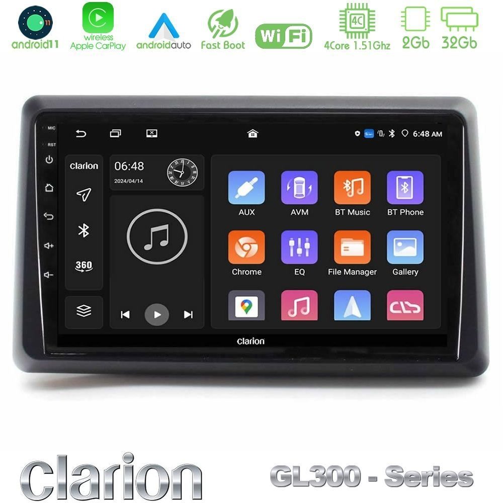 Clarion GL300 Series 4Core Android11 2+32GB Renault Express 2020-2025 Navigation Multimedia Tablet 9" Με Carplay & Android Auto
