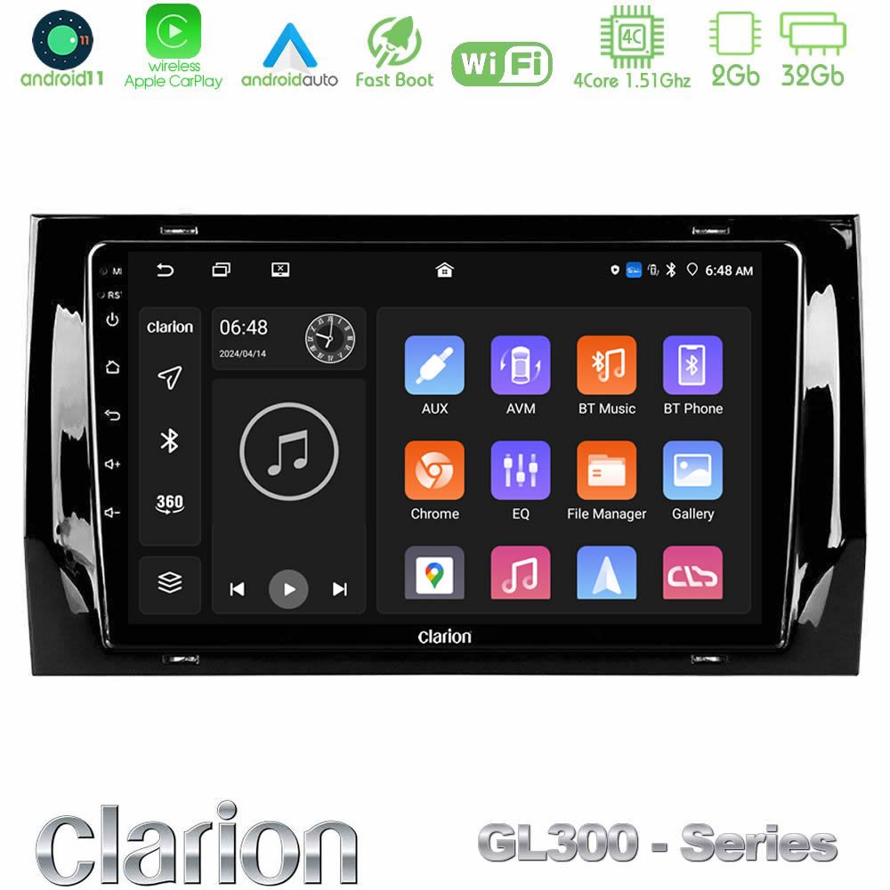 Clarion GL300 Series 4Core Android11 2+32GB Skoda Kodiaq/Karoq 2017-> Navigation Multimedia Tablet 10" Με Carplay & Android Auto