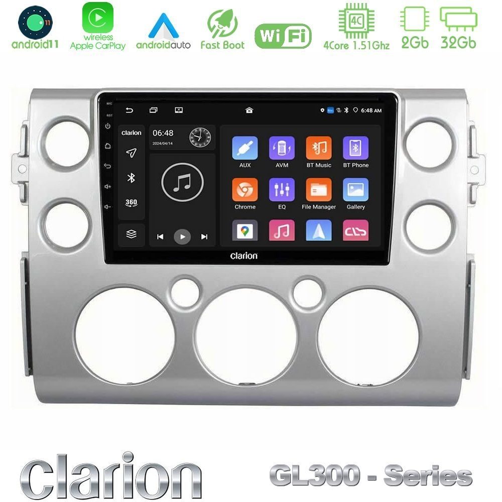 Clarion GL300 Series 4Core Android11 2+32GB Toyota FJ 2007-2014 Navigation Multimedia Tablet 9" Με Carplay & Android Auto