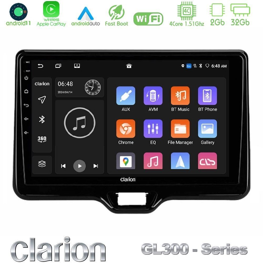 Clarion GL300 Series 4Core Android11 2+32GB Toyota Yaris Cross RHD 2020-> (Low Version) Navigation Multimedia Tablet 9" Με Carplay & Android Auto