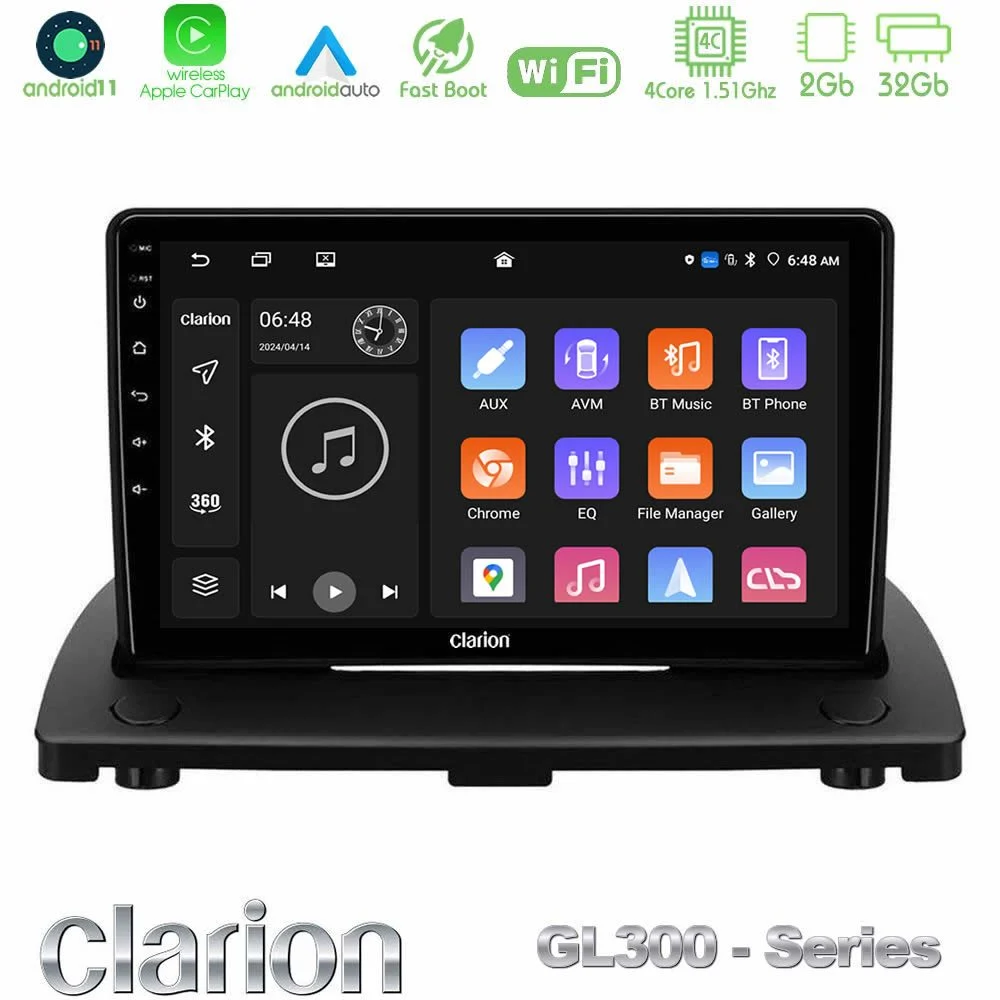 Clarion GL300 Series 4Core Android11 2+32GB Volvo XC90 2006-2014 Navigation Multimedia Tablet 9" Με Carplay & Android Auto