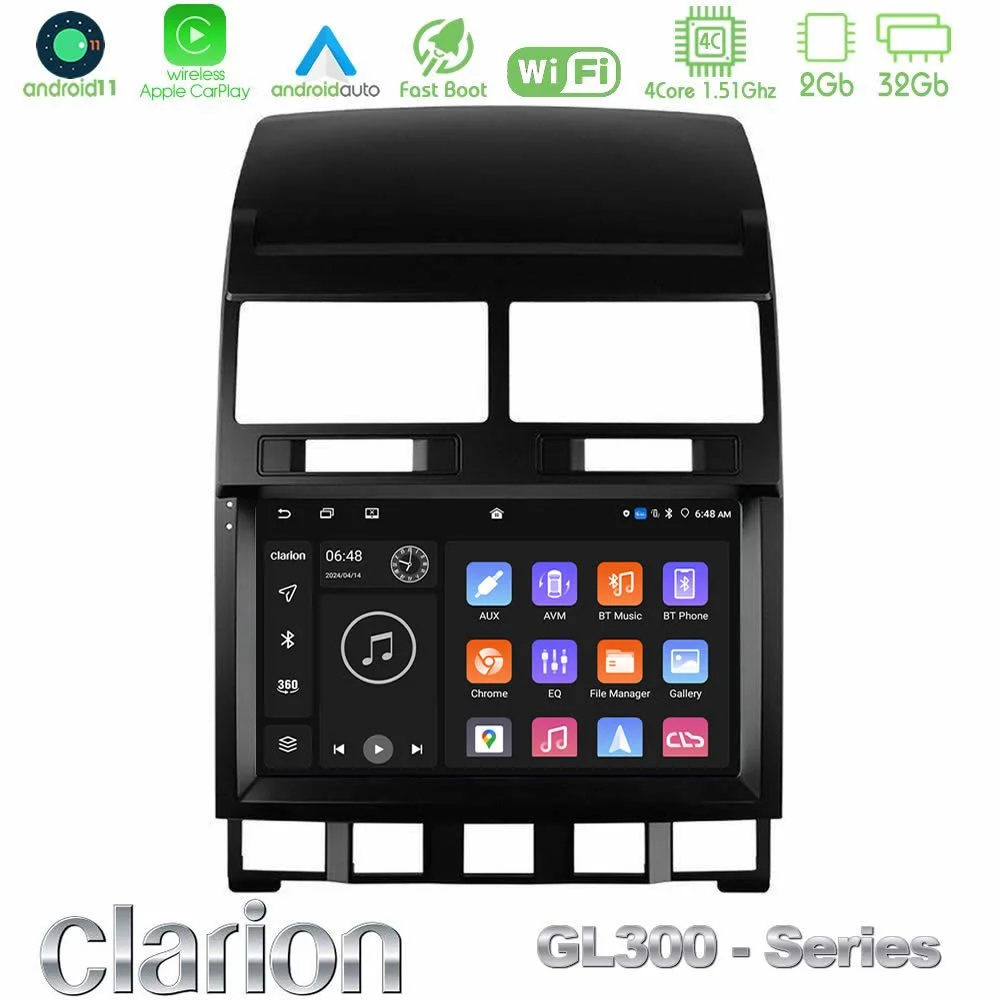 Clarion GL300 Series 4Core Android11 2+32GB VW Touareg 2002 – 2010 Navigation Multimedia Tablet 9" Με Carplay & Android Auto