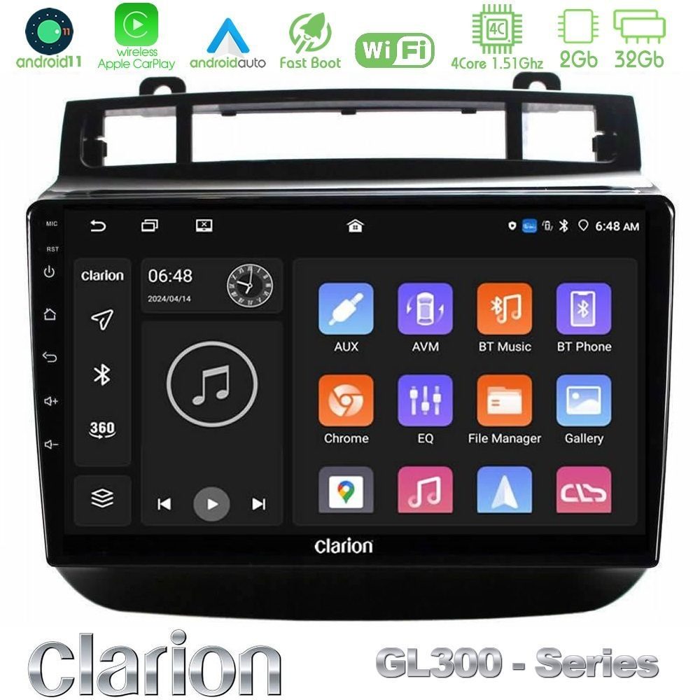Clarion GL300 Series 4Core Android11 2+32GB VW Touareg 2011-2018 Navigation Multimedia Tablet 9" Με Carplay & Android Auto