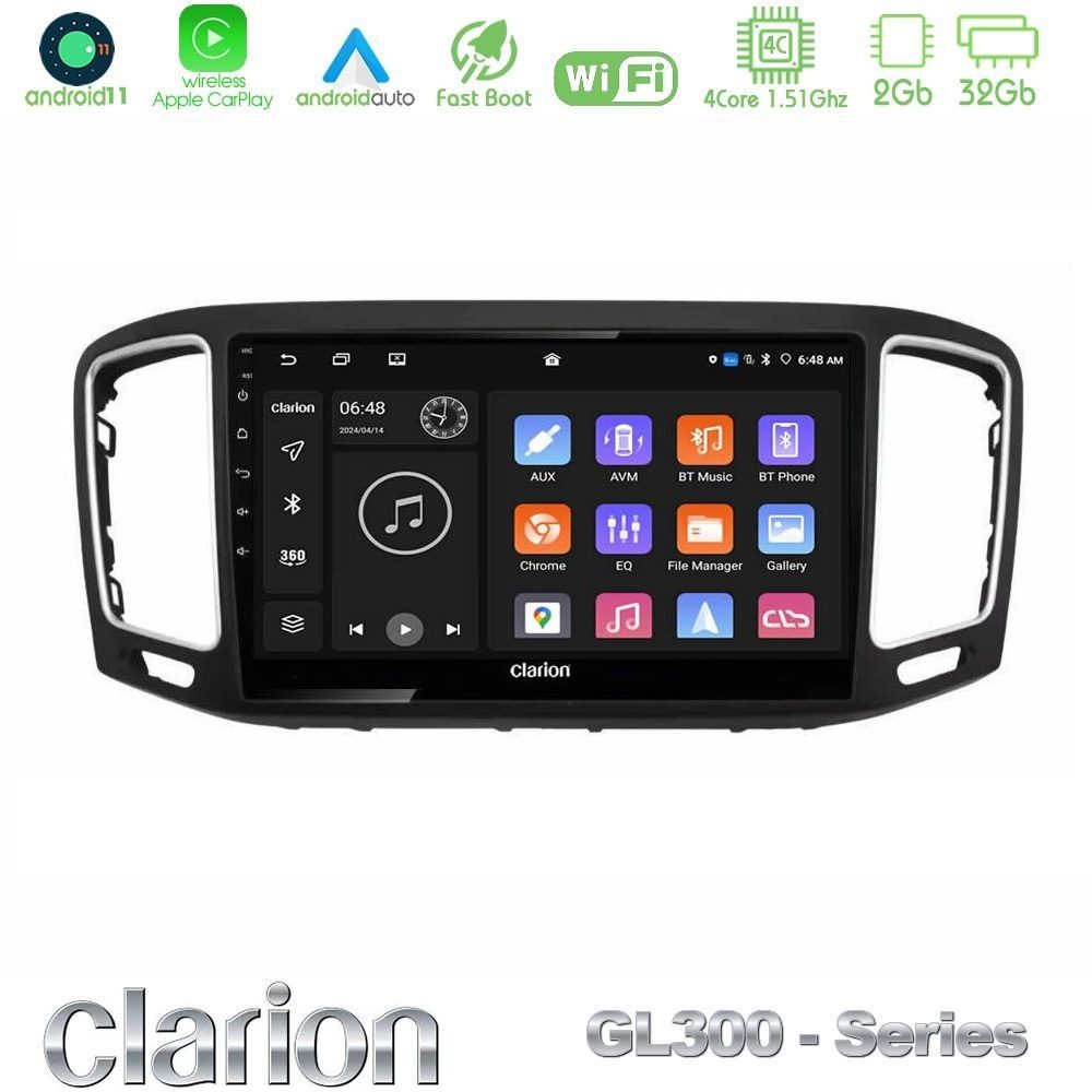 Clarion GL300 Series 4Core Android11 2+32GB VW Sharan 2010-2015 Navigation Multimedia Tablet 9" Με Carplay & Android Auto