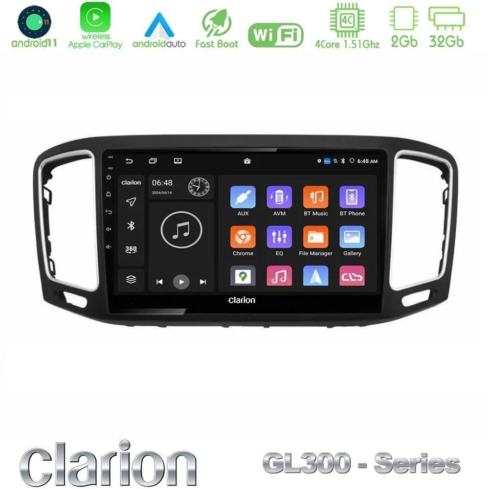 Clarion GL300 Series 4Core Android11 2+32GB VW Sharan 2015-2023 Navigation Multimedia Tablet 9" Με Carplay & Android Auto