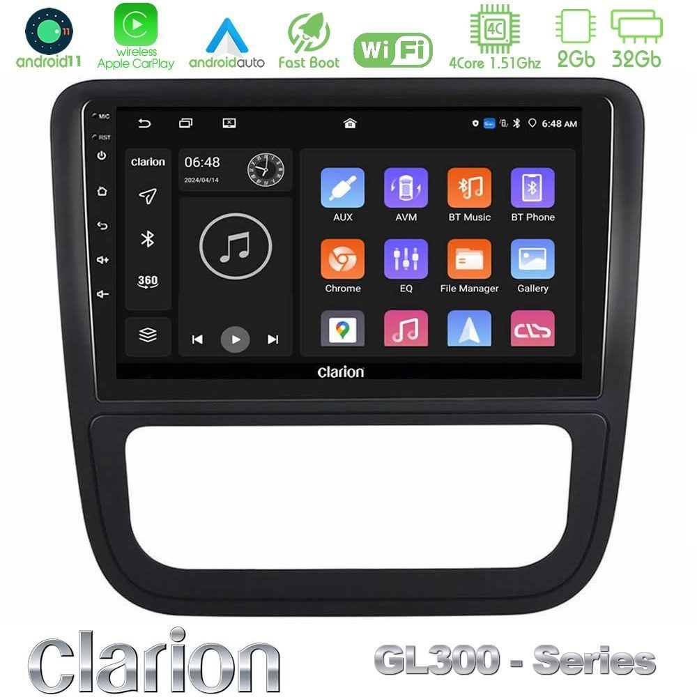 Clarion GL300 Series 4Core Android11 2+32GB VW Scirocco 2008-2014 Navigation Multimedia Tablet 9" Με Carplay & Android Auto