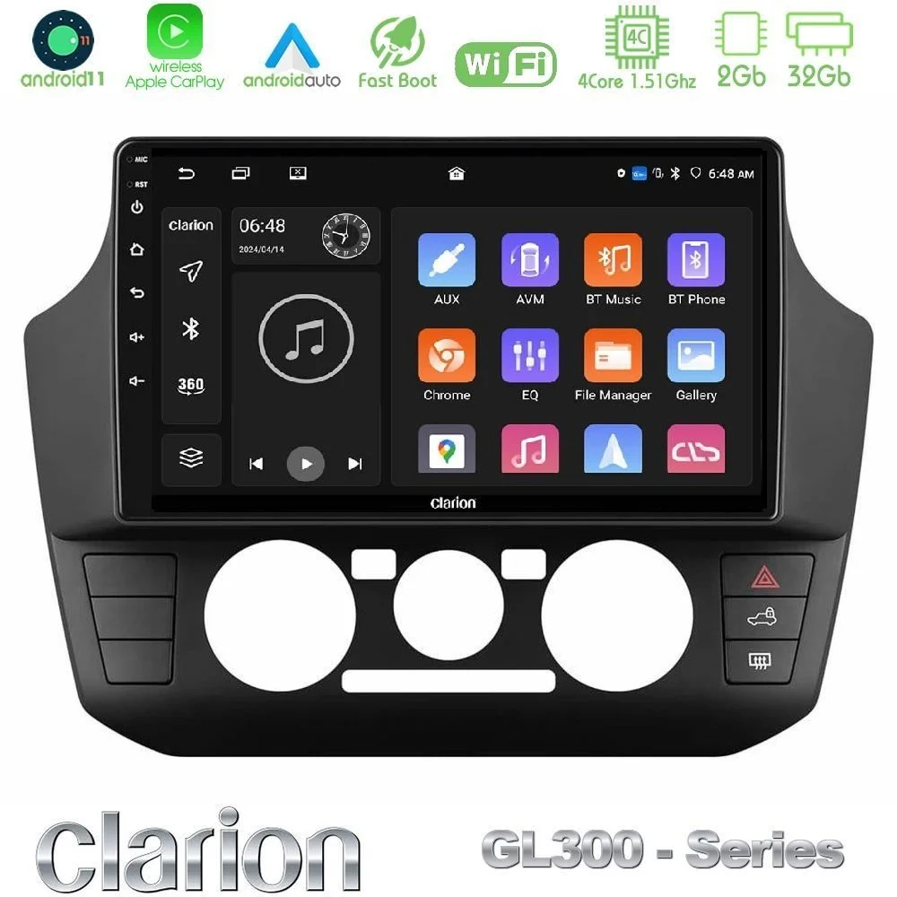 Clarion GL300 Series 4Core Android11 2+32GB VW Up/Skoda Citigo/Seat Mii Navigation Multimedia Tablet 9" Με Carplay & Android Auto