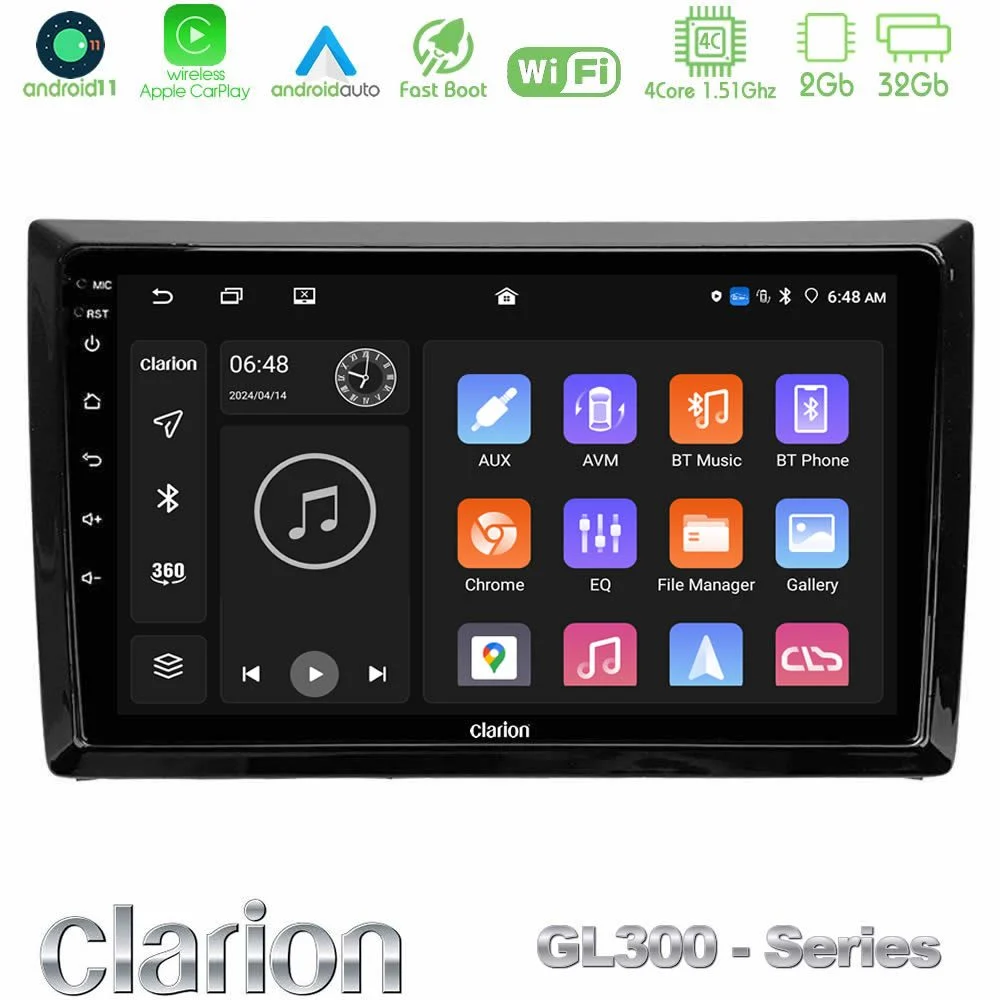 Clarion GL300 Series 4Core Android11 2+32GB VW Beetle Navigation Multimedia Tablet 9" Με Carplay & Android Auto
