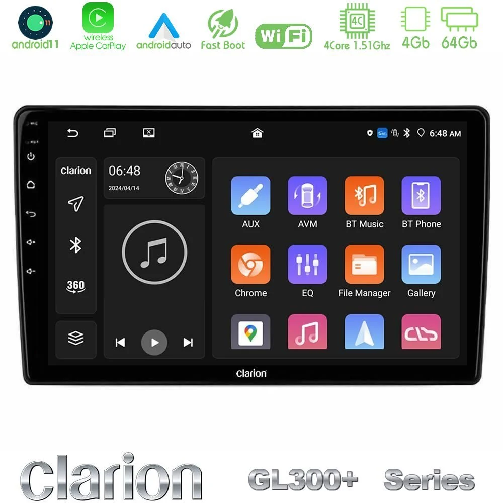 Clarion GL300+ Series 4Core Android11 4+64GB  Alfa Romeo Giulietta 2014-2021 Navigation Multimedia Tablet 10"