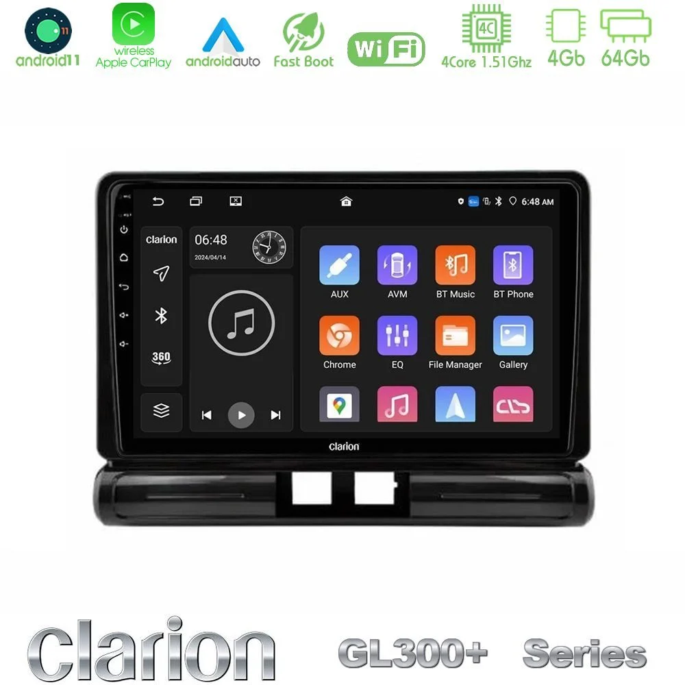 Clarion GL300+ Series 4Core Android11 4+64GB Citroen C3 2016-> Navigation Multimedia Tablet 9" (Low Version))