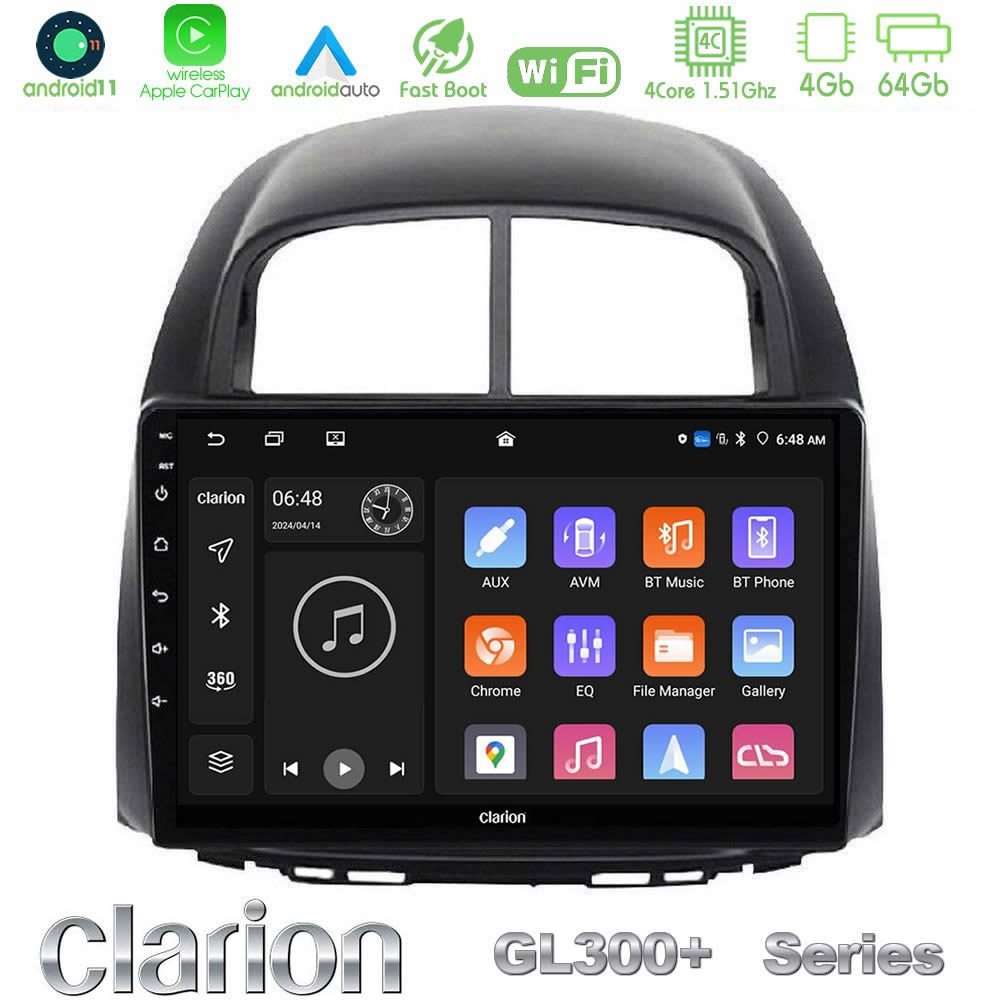 Clarion GL300+ Series 4Core Android11 4+64GB Daihatsu Sirion/Subaru Justy Navigation Multimedia Tablet 10"