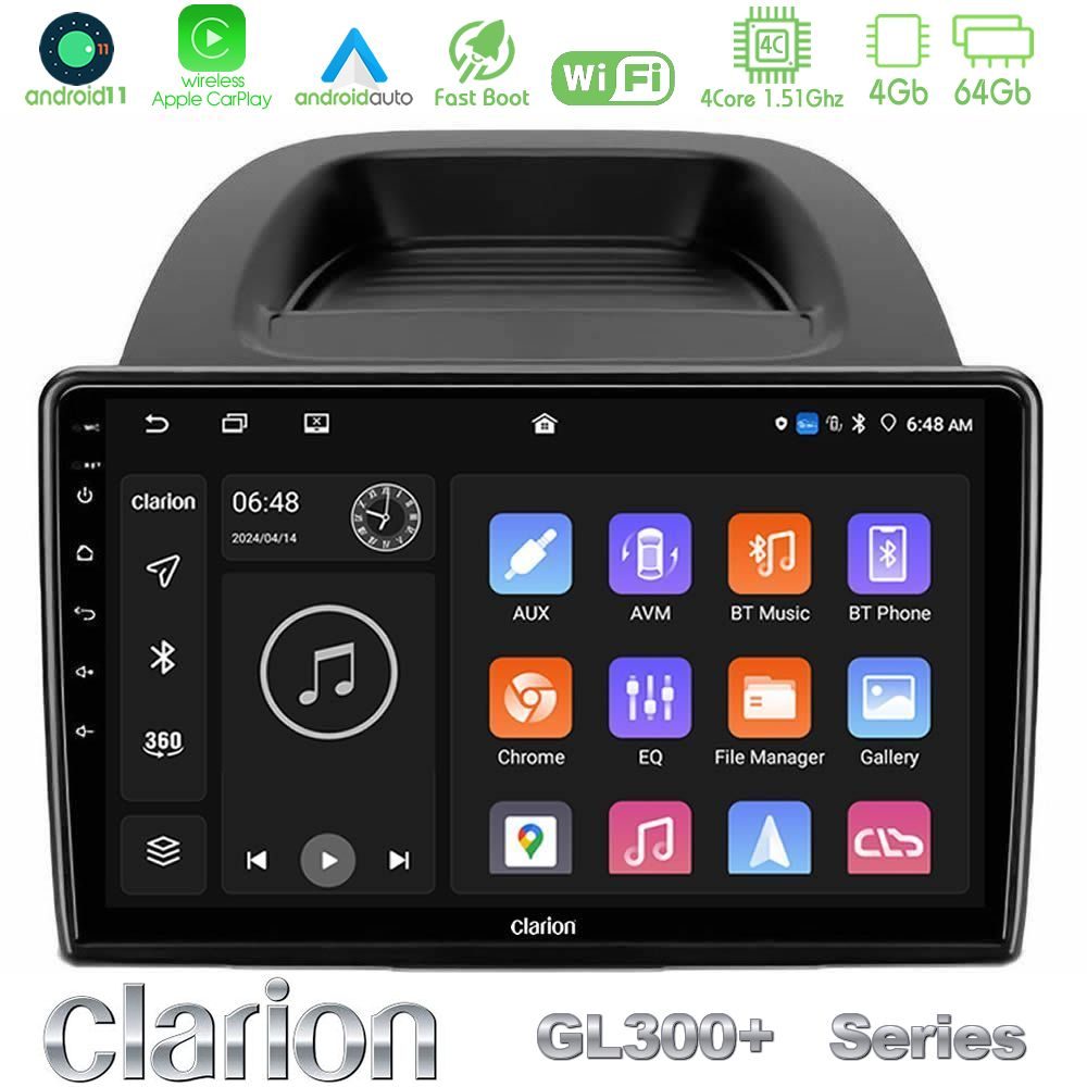 Clarion GL300+ Series 4Core Android11 4+64GB Ford Ecosport 2018-2020 Navigation Multimedia Tablet 10"