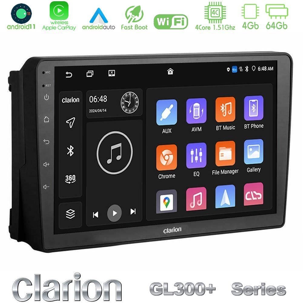 Clarion GL300+ Series 4Core Android11 4+64GB Ford Universal Navigation Multimedia Tablet 9"