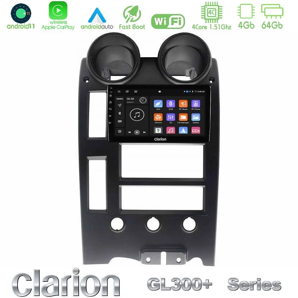Clarion GL300+ Series 4Core Android11 4+64GB Hummer H2 2002-2007 Navigation Multimedia Tablet 9"