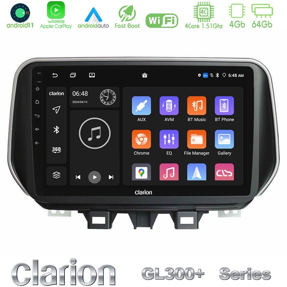Clarion GL300+ Series 4Core Android11 4+64GB  Hyundai ix35 Navigation Multimedia Tablet 10"