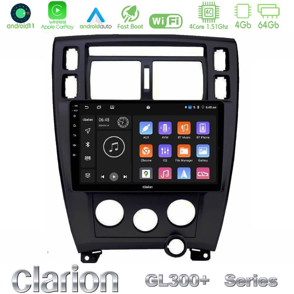 Clarion GL300+ Series 4Core Android11 4+64GB  Hyundai Tucson Navigation Multimedia Tablet 9"    (Μαύρο)