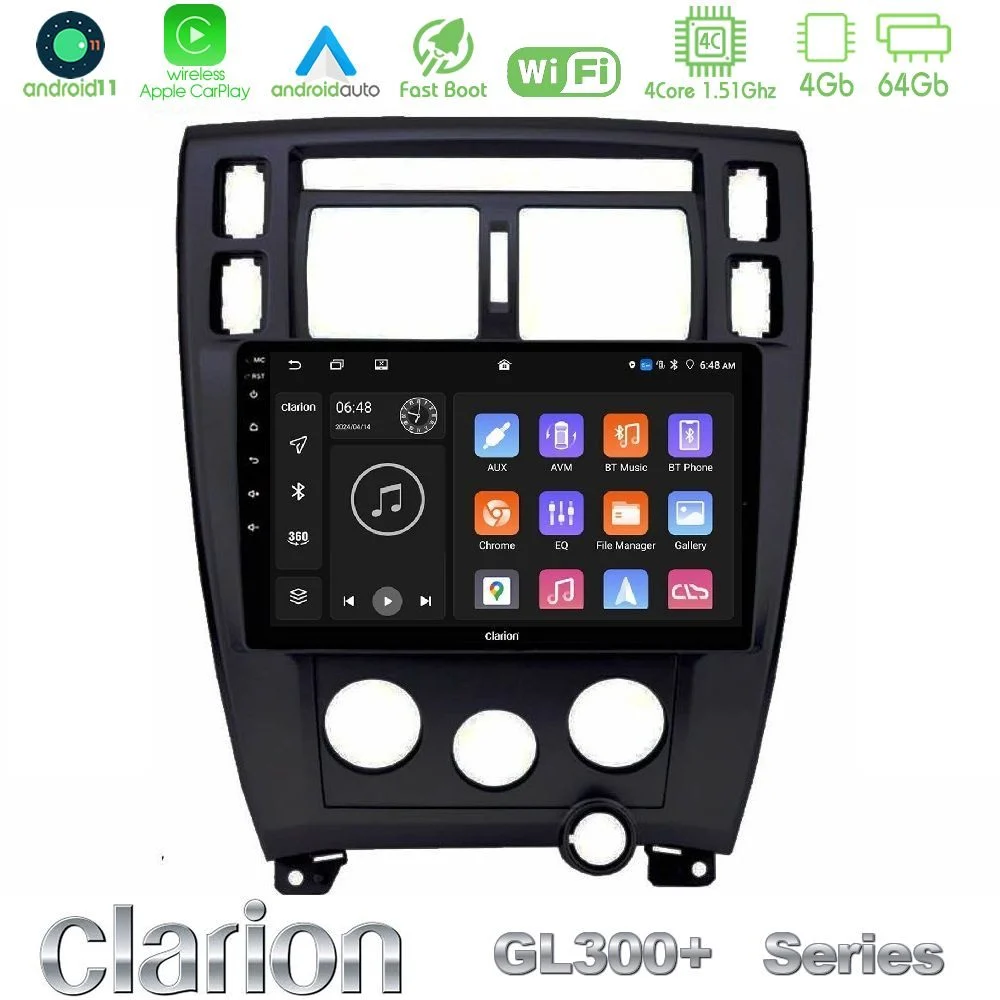 Clarion GL300+ Series 4Core Android11 4+64GB Hyundai Tucson Navigation Multimedia Tablet 9" (Μαύρο)