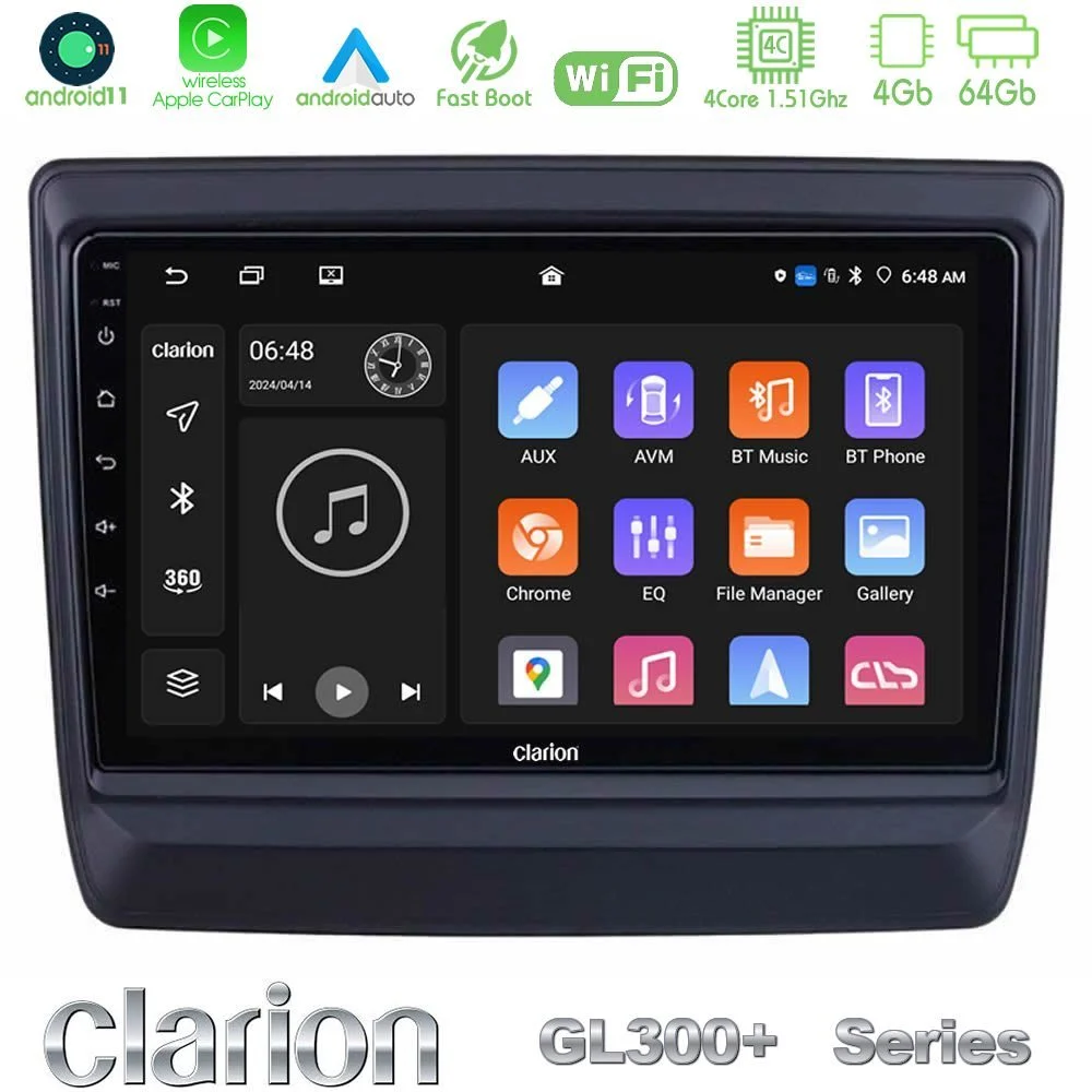 Clarion GL300+ Series 4Core Android11 4+64GB Isuzu D-MAX 2020-2023 Navigation Multimedia Tablet 9"