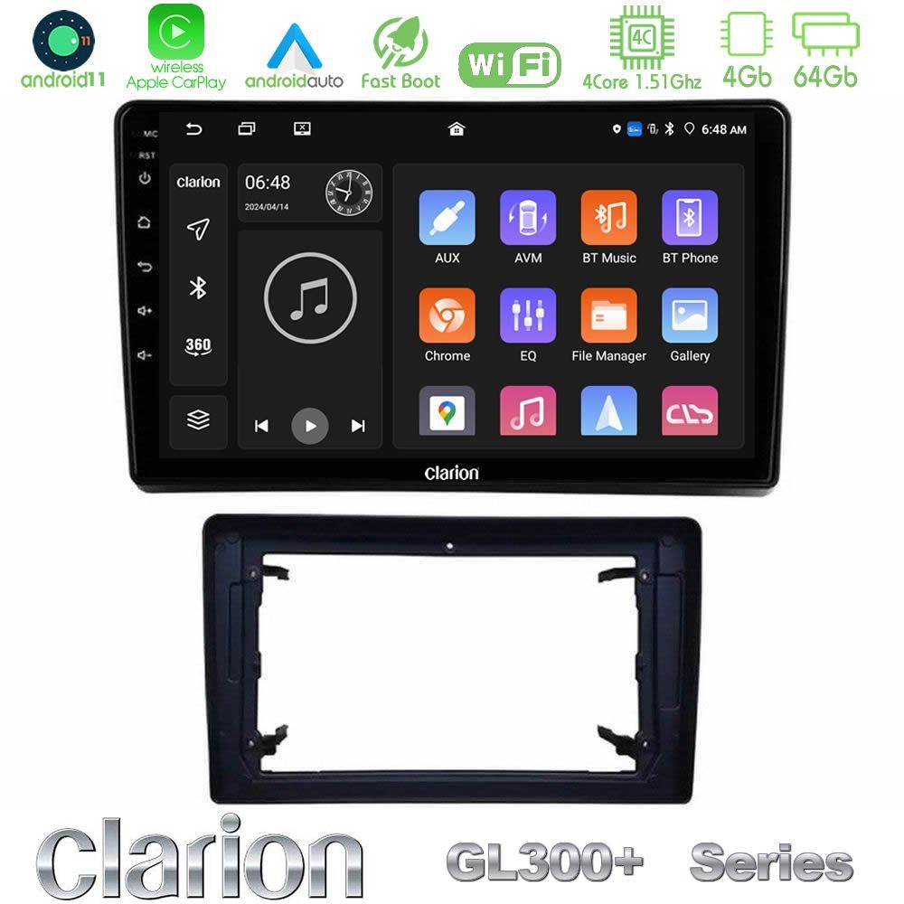Clarion GL300+ Series 4Core Android11 4+64GB  Chrysler / Dodge / Jeep Navigation Multimedia Tablet 10"
