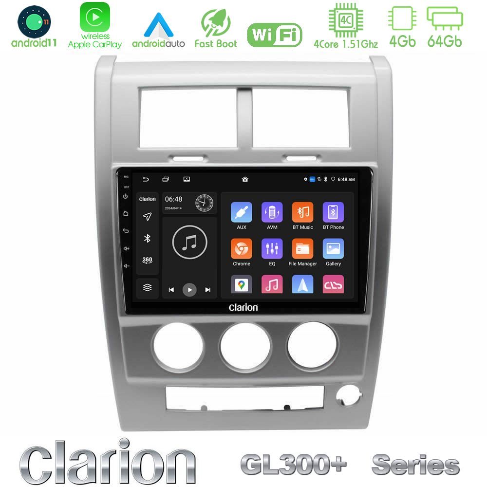Clarion GL300+ Series 4Core Android11 4+64GB  Jeep Cherokee (KK) 2008-2012 Navigation Multimedia Tablet 10"