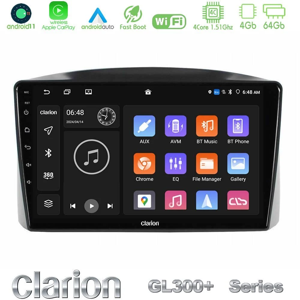 Clarion GL300+ Series 4Core Android11 4+64GB Jeep Grand Cherokee 2005-2007 Navigation Multimedia Tablet 10"