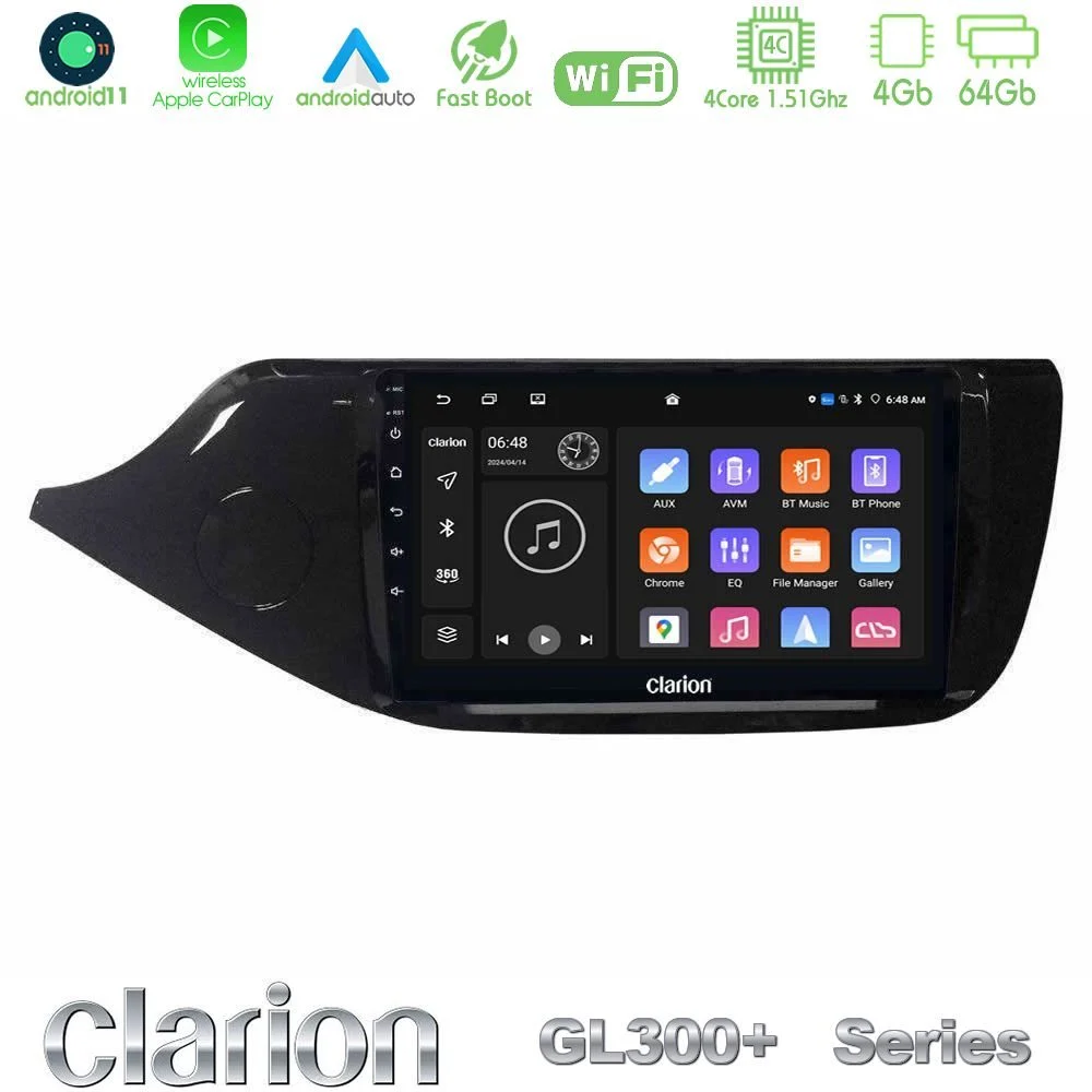 Clarion GL300+ Series 4Core Android11 4+64GB Kia Ceed 2013-2017 Navigation Multimedia Tablet 9"
