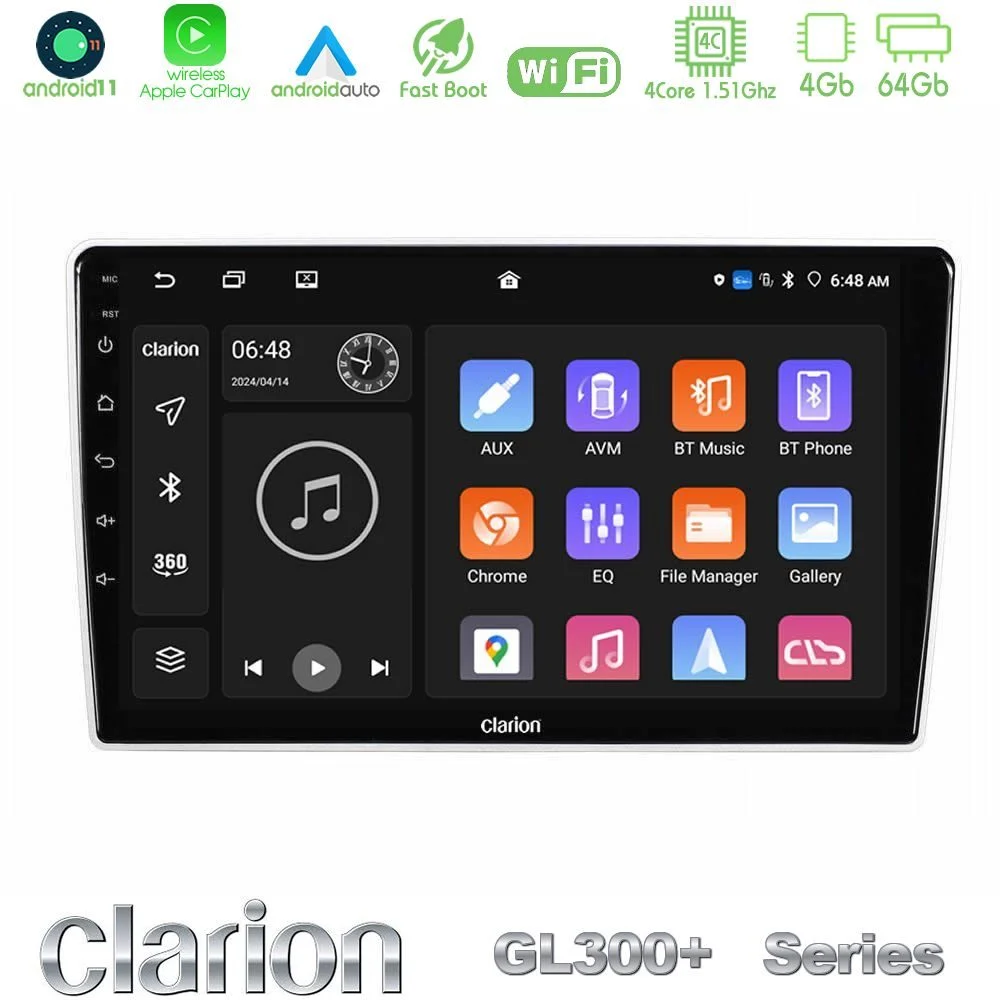 Clarion GL300+ Series 4Core Android11 4+64GB Kia Sportage 2005-2008 Navigation Multimedia Tablet 9"