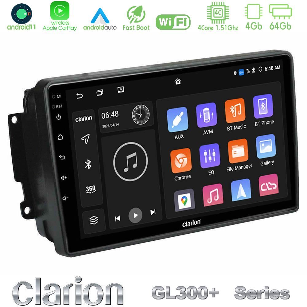 Clarion GL300+ Series 4Core Android11 4+64GB Mercedes C/CLK/G Class (W203/W209) Navigation Multimedia Tablet 9"