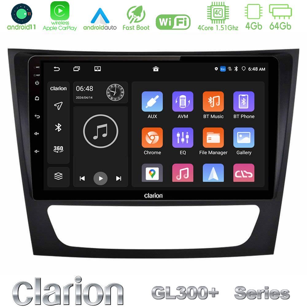 Clarion GL300+ Series 4Core Android11 4+64GB Mercedes E Class / CLS Class Navigation Multimedia Tablet 9"