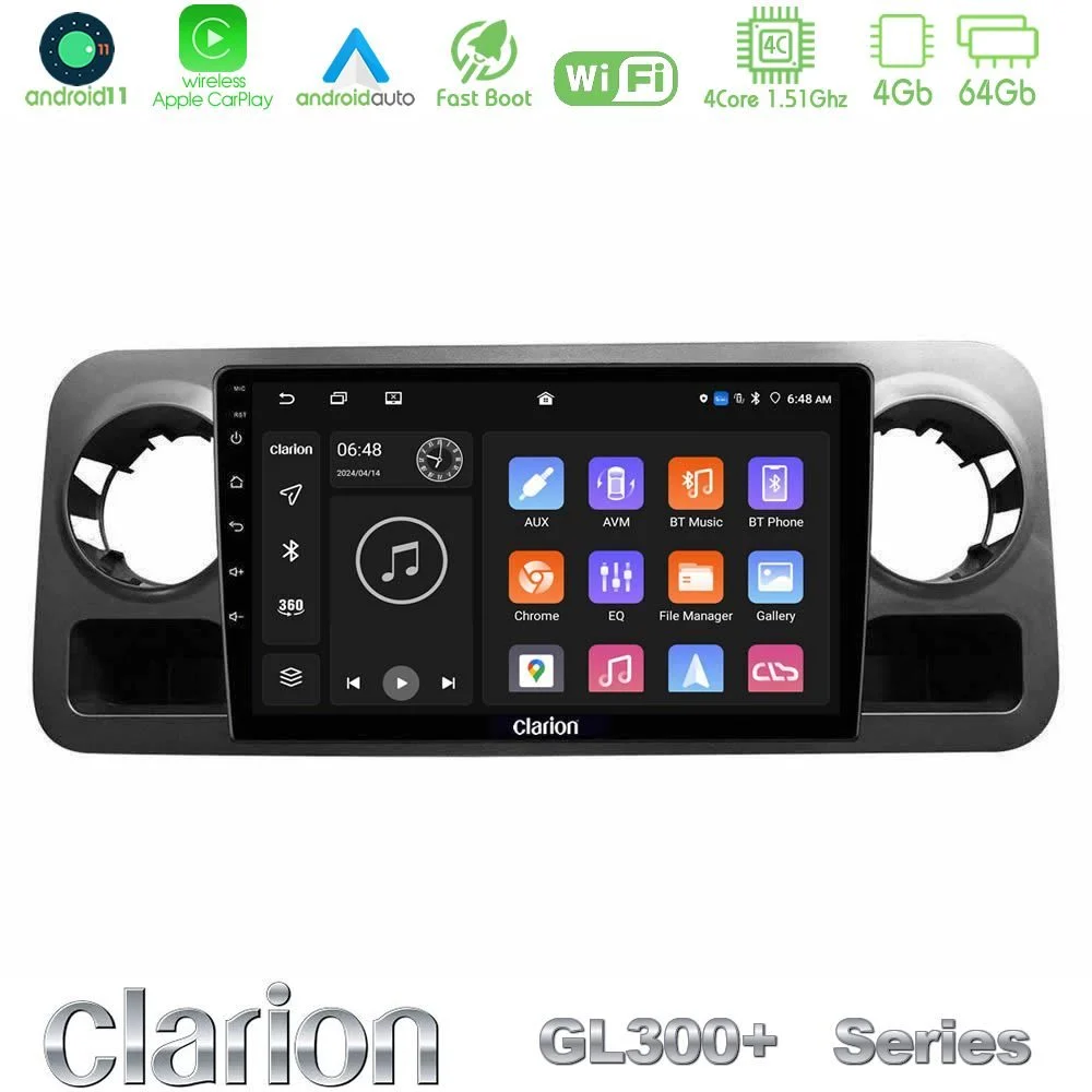 Clarion GL300+ Series 4Core Android11 4+64GB Mercedes Sprinter W907 Navigation Multimedia Tablet 10"