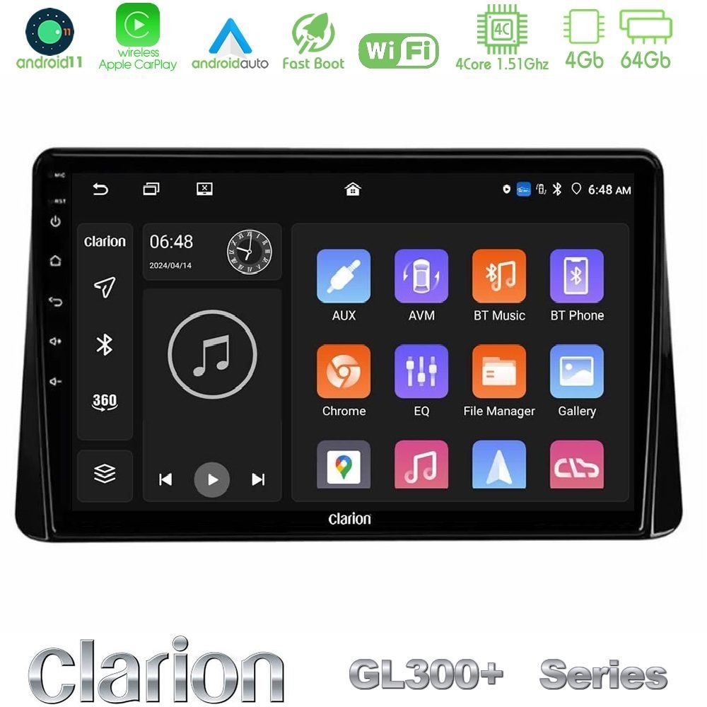 Clarion GL300+ Series 4Core Android11 4+64GB Mitsubishi Eclipse Cross 2018-2023 Navigation Multimedia Tablet 9"
