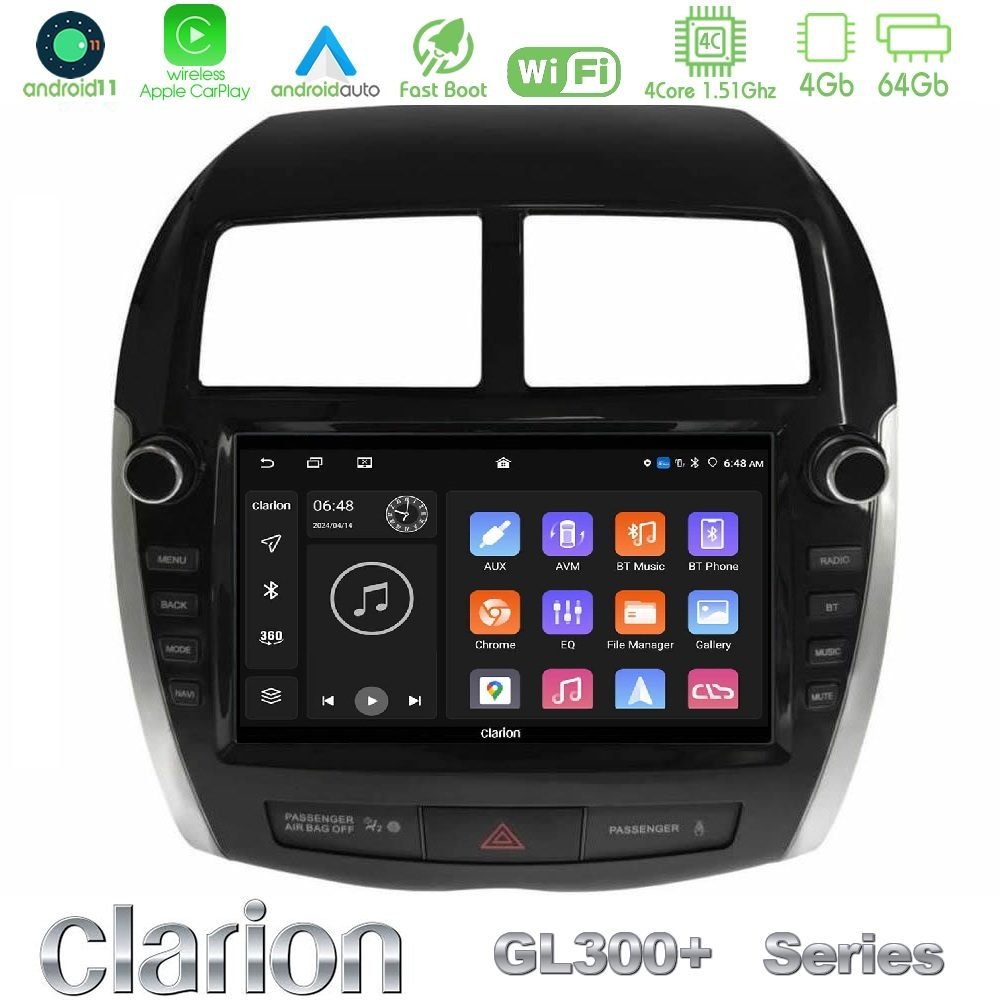Clarion GL300+ Series 4Core Android11 4+64GB Mitsubishi ASX 2013-2018 Navigation Multimedia Tablet 9" (Oem Look)